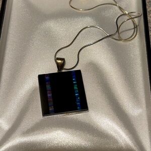 Black Opal and Opal Pendant Necklace